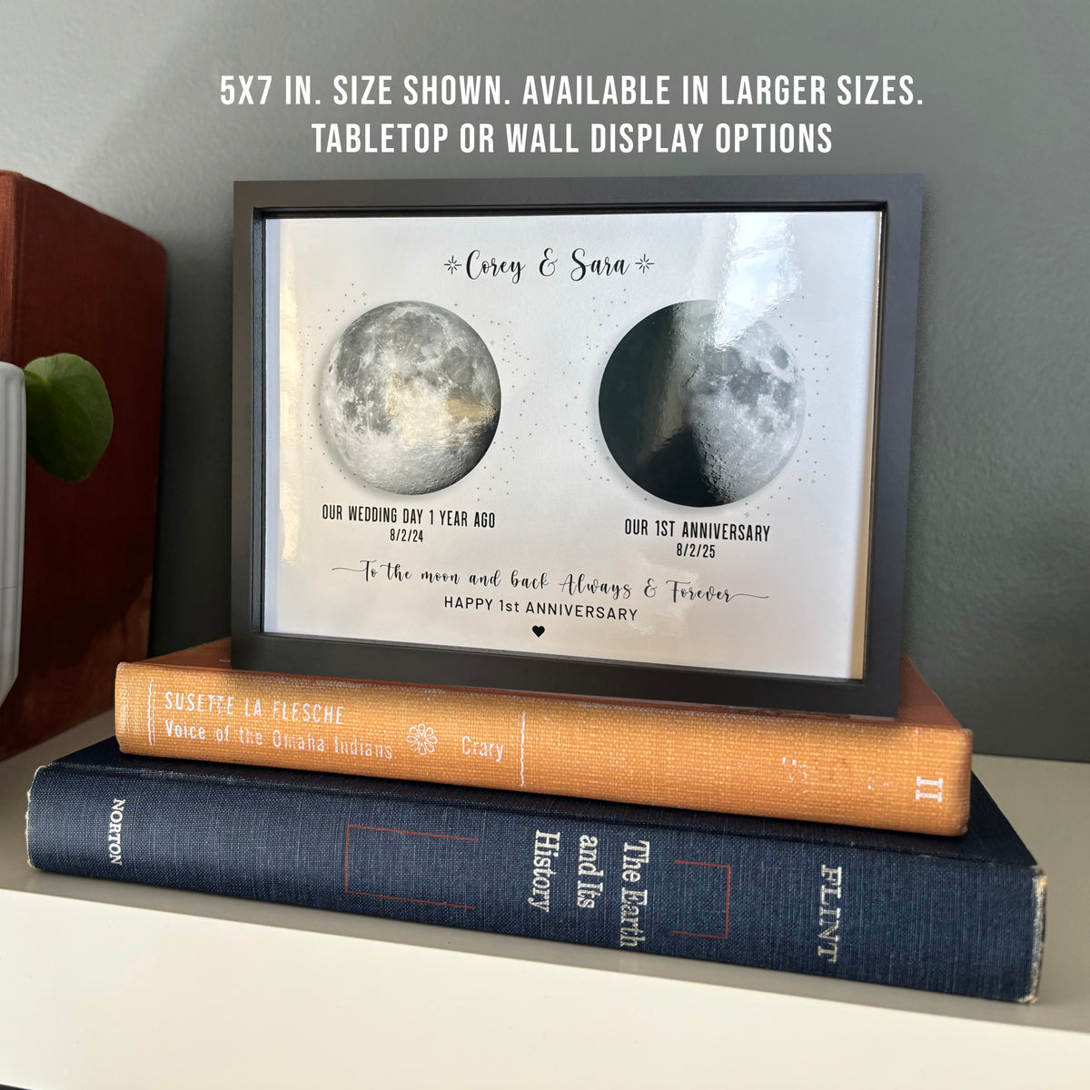 1st Anniversary Gift for Husband or Wife — Personalized Moon Phase Paper Print