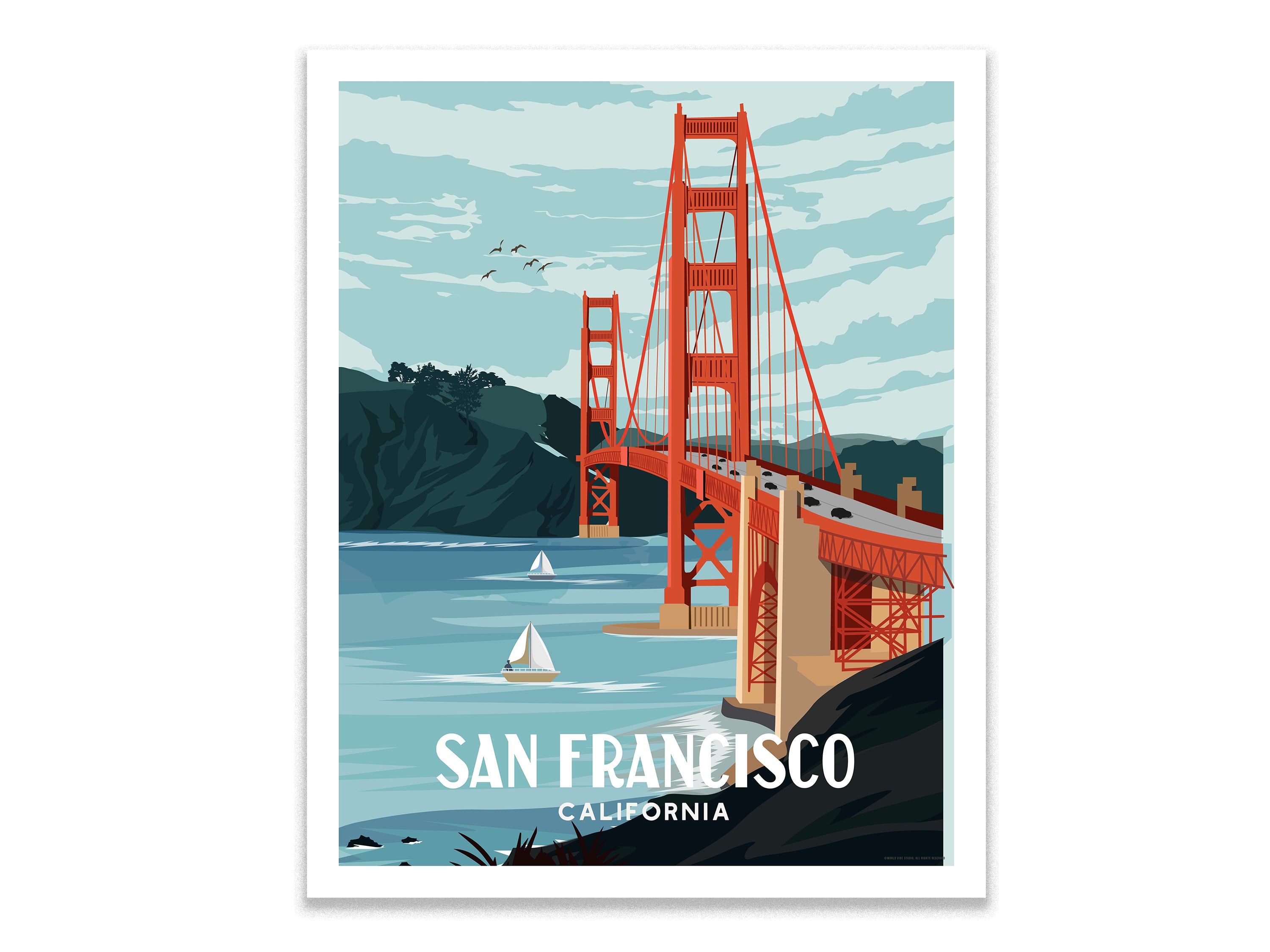 San Francisco, Golden Gate Bridge, California Poster, Unframed