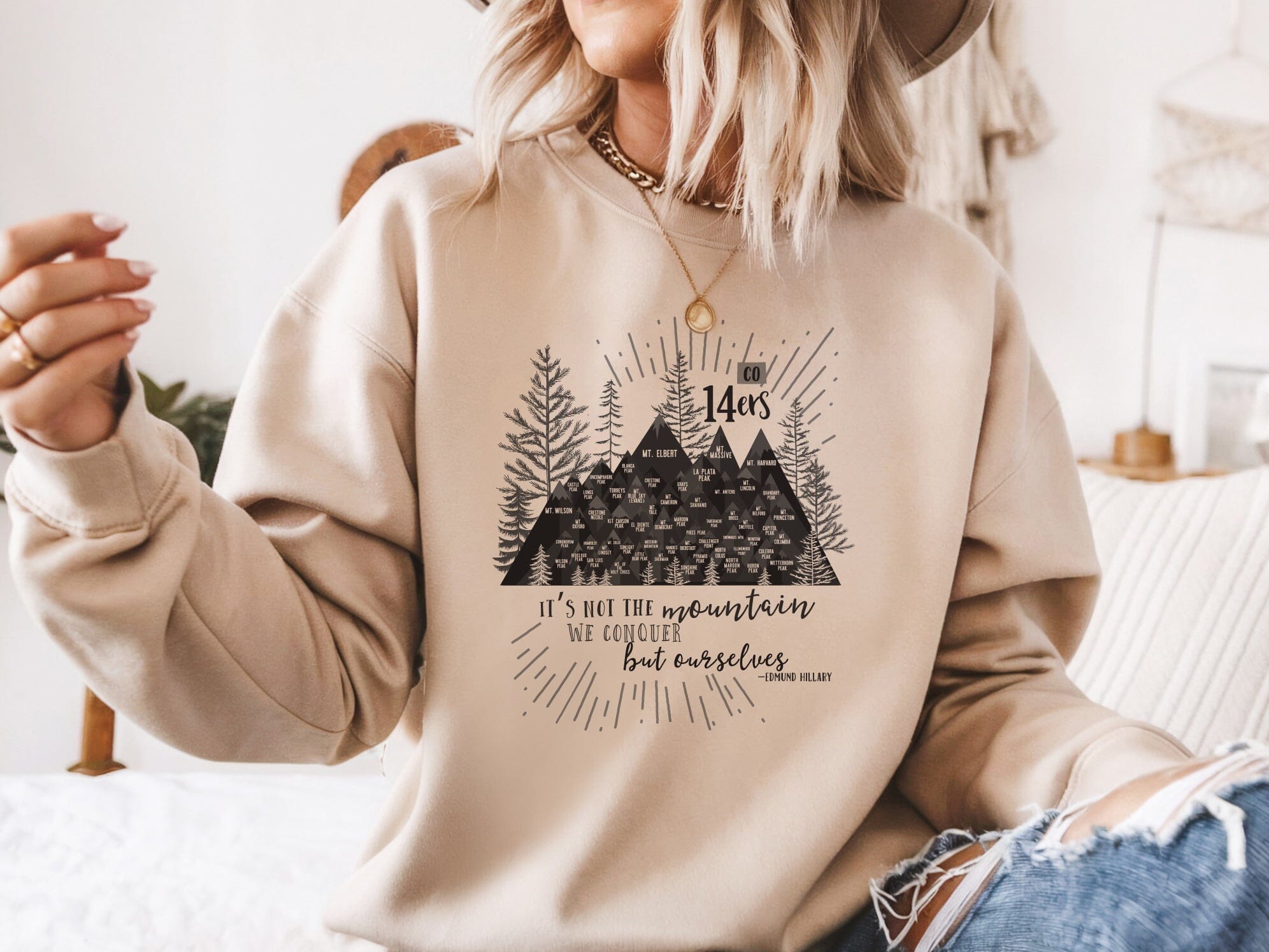 Colorado Sweatshirt, Colorado 14er Pullover, Personalized, Hiking Gifts, UNISEX Map World Vibe Studio