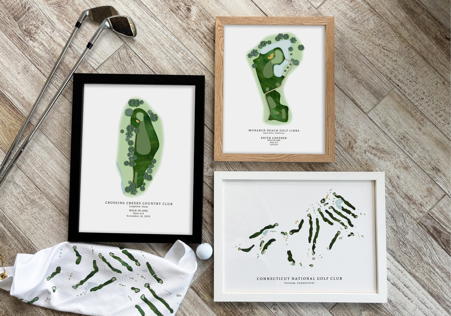 Hole In One, CUSTOM Golf Course, Golf Decor, Golf Gifts Map World Vibe Studio