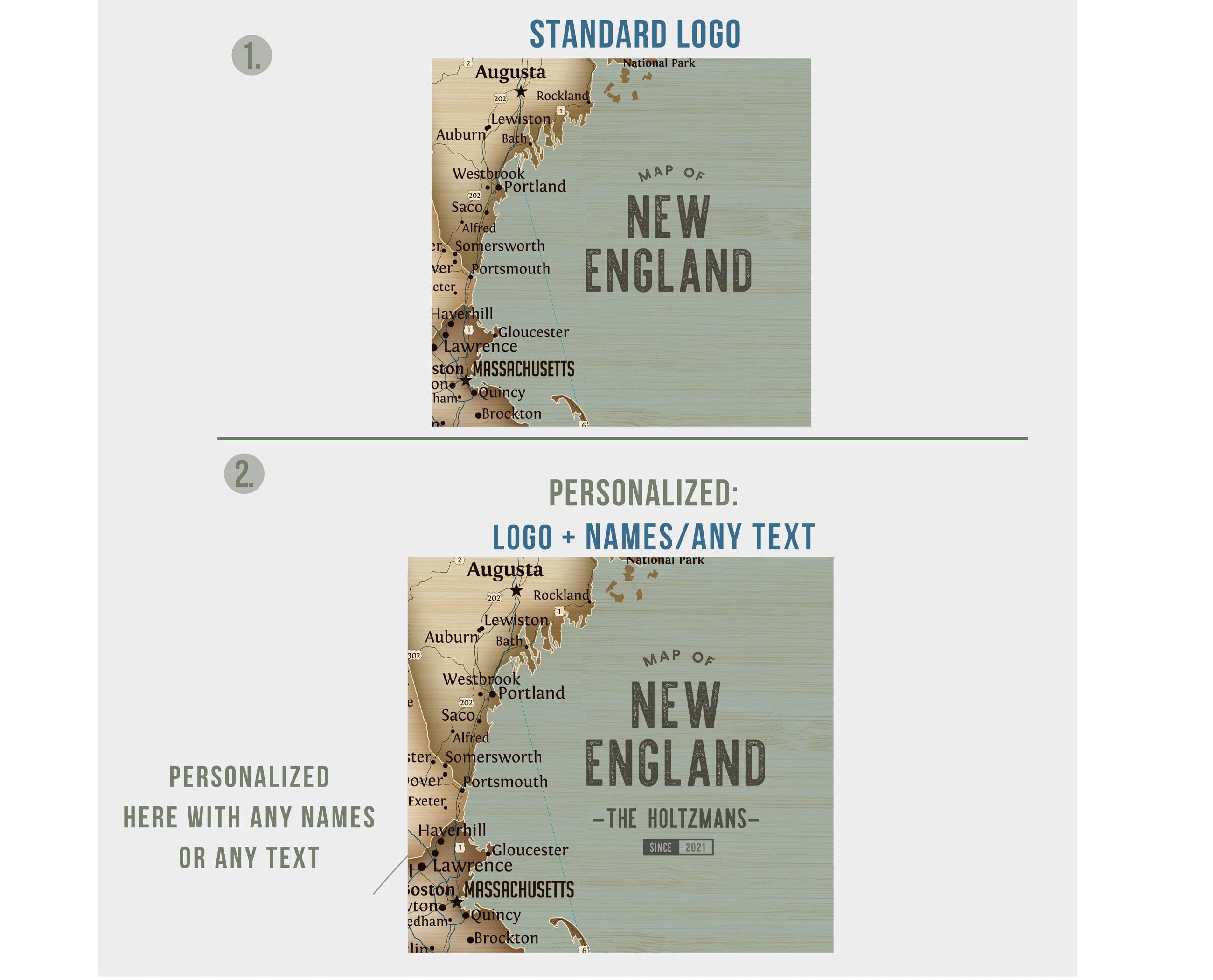 New England Canvas Pin Map, Push Pin Style, Vintage Style, Personalized Map World Vibe Studio