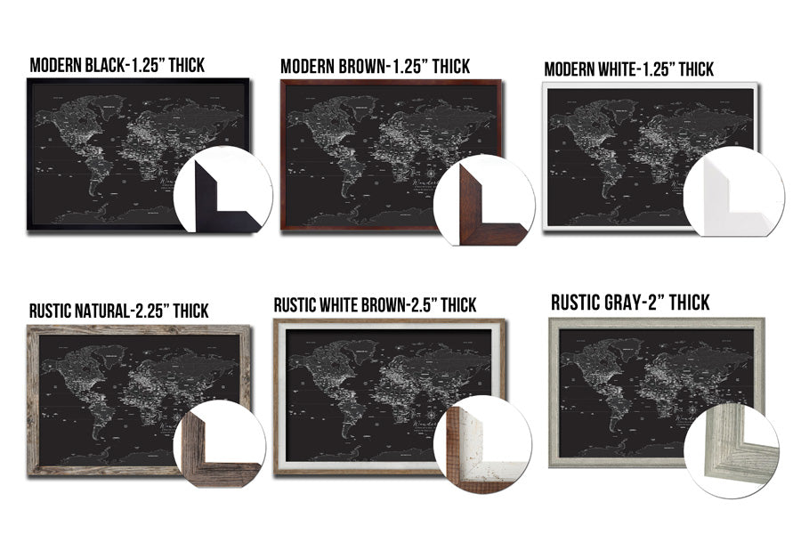 Blue Ridge Mountains Parkway, Framed Push Pin Map Map World Vibe Studio
