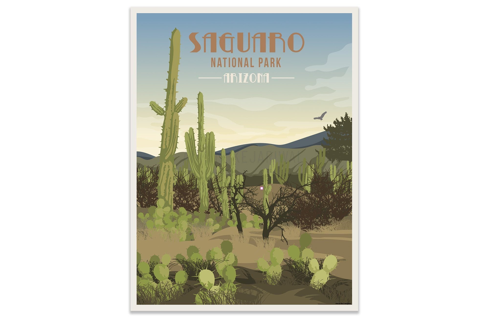Saguaro National Park, Arizona, National Park Poster, Unframed Map World Vibe Studio