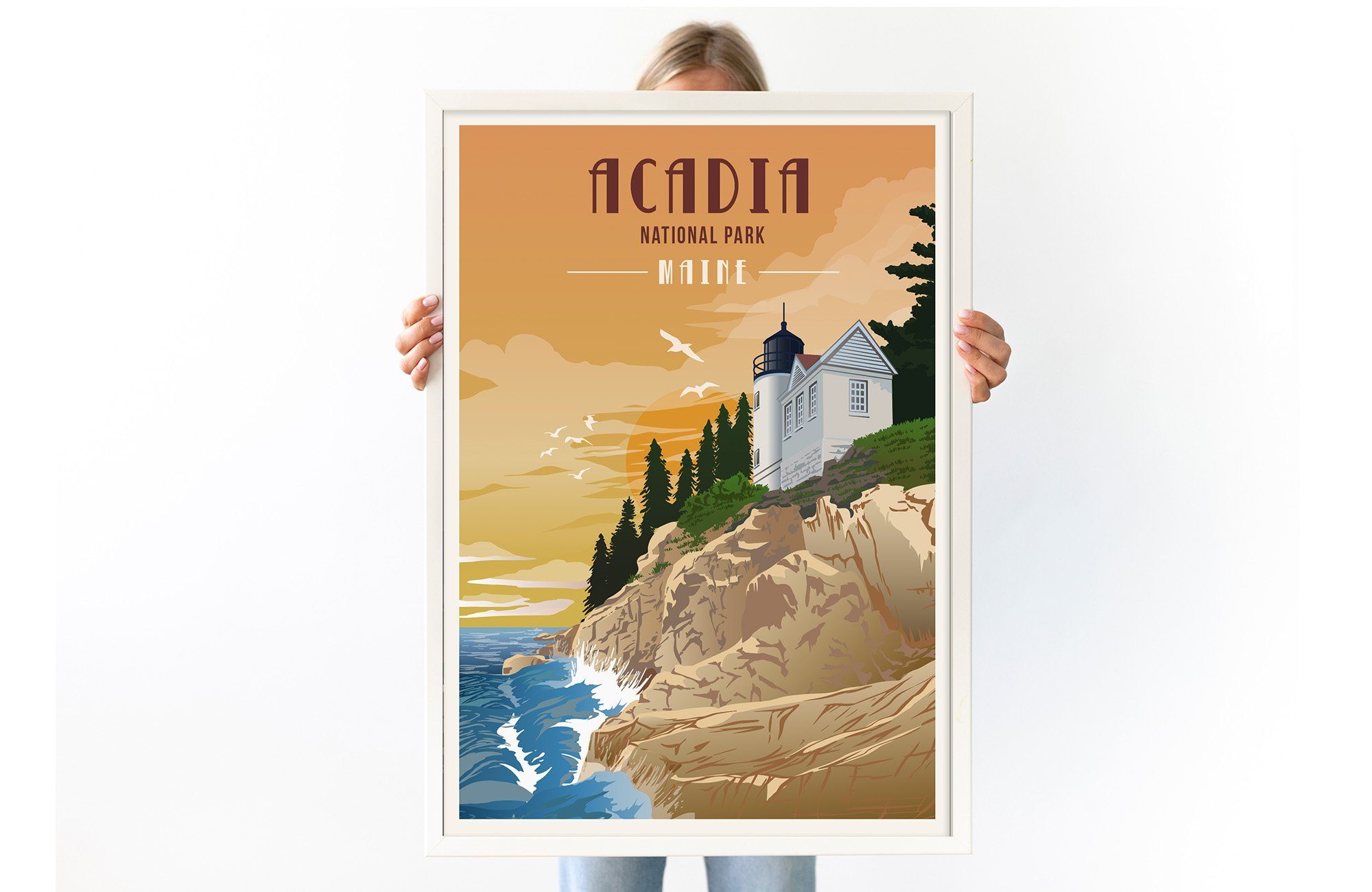 Acadia National Park, Maine, National Park Prints, Unframed Map World Vibe Studio