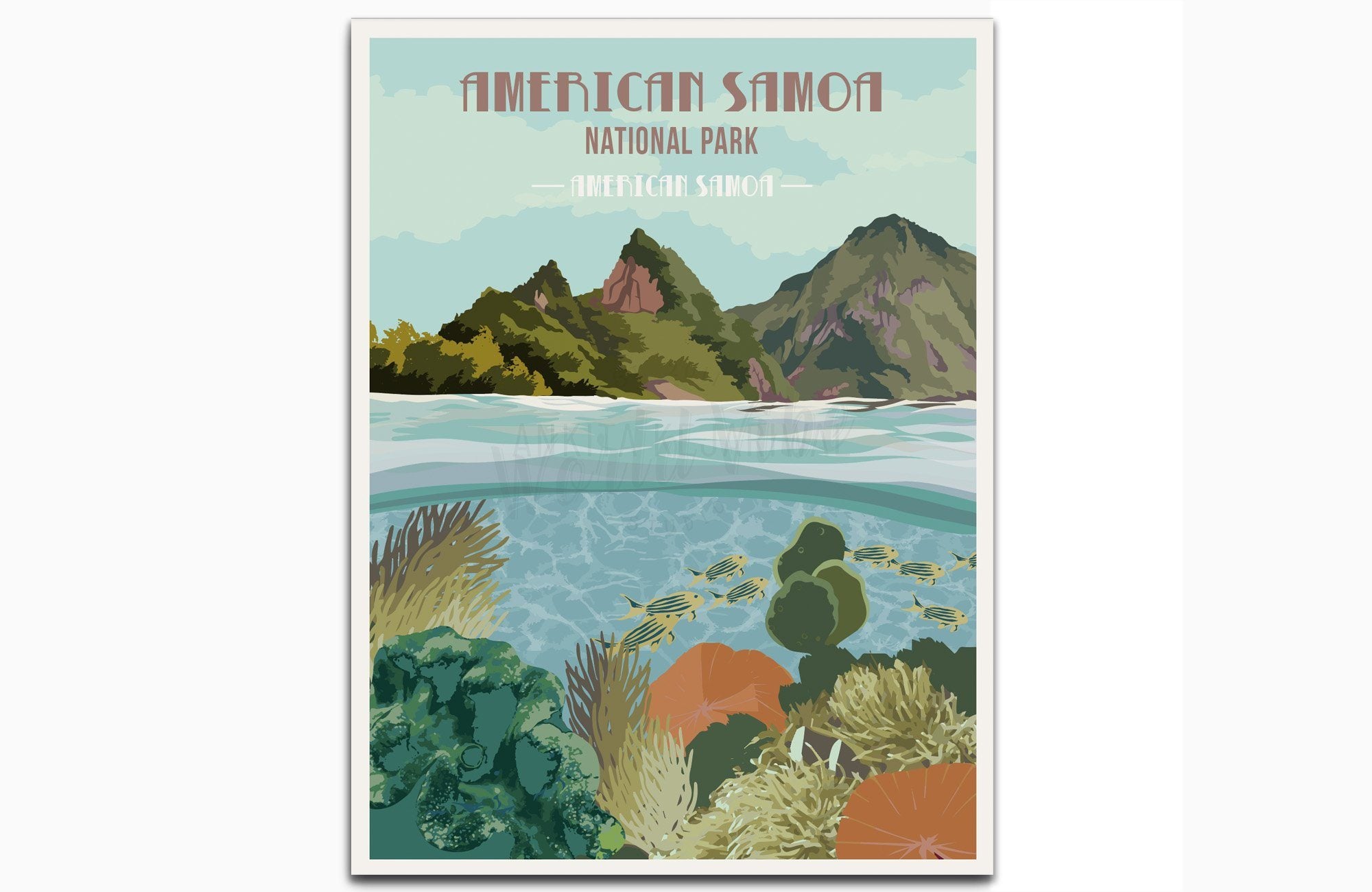 American Samoa National Park Poster, National Park Poster, National ParkWall Art, Unframed Map World Vibe Studio