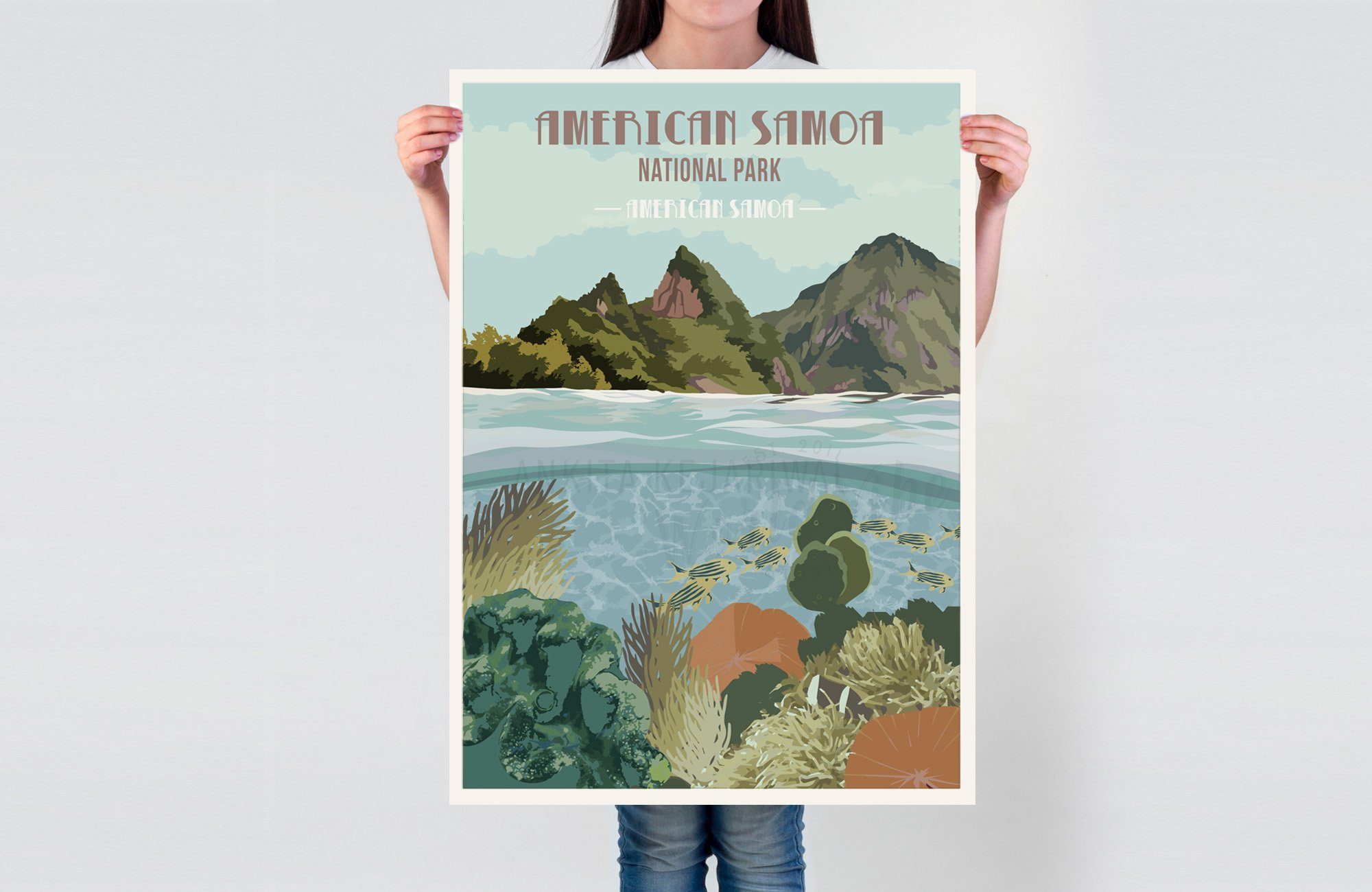 American Samoa National Park Poster, National Park Poster, National ParkWall Art, Unframed Map World Vibe Studio