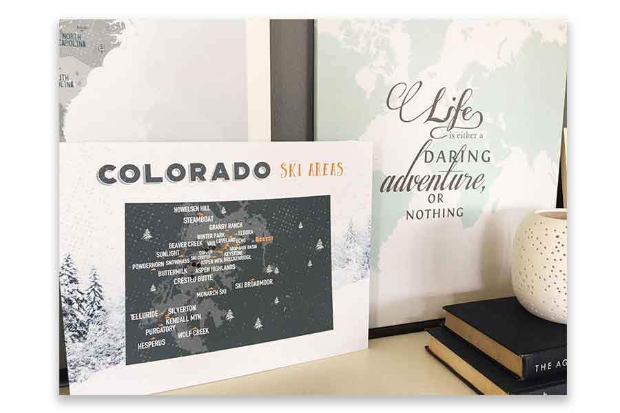 Colorado Ski map, Wall art Print Map World Vibe Studio