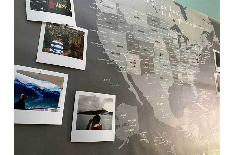 US Canvas Map with Caribbean, Photo Board Map World Vibe Studio