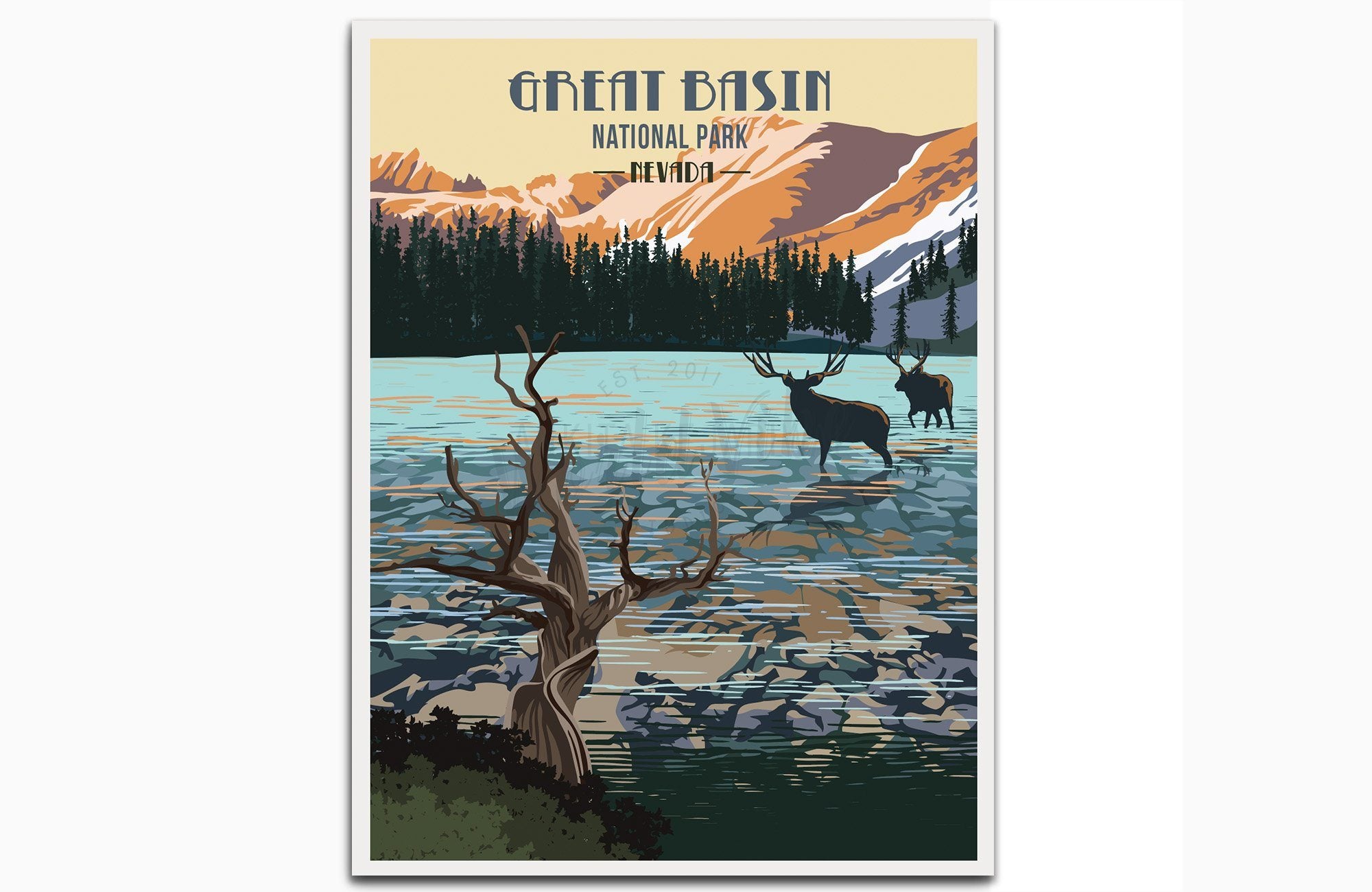 Great Basin National Park, Nevada, National Park Posters, Unframed Map World Vibe Studio 8X10