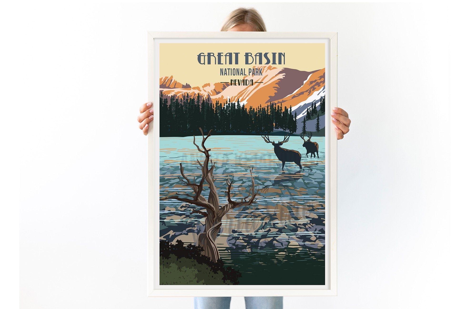 Great Basin National Park, Nevada, National Park Posters, Unframed Map World Vibe Studio