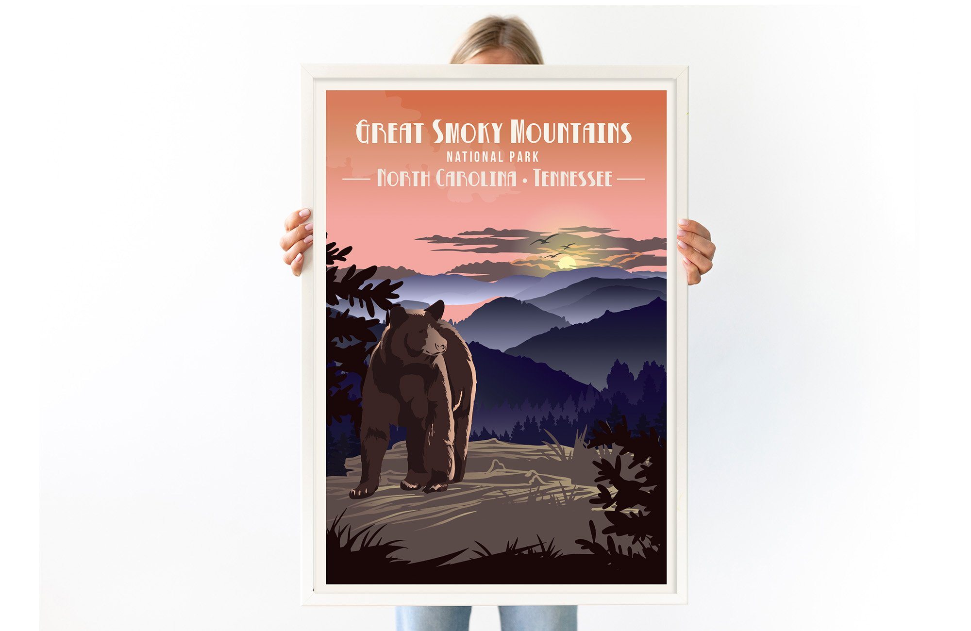 Great Smoky Mountains National Park, North Carolina, Tennessee National Park Poster, Unframed Map World Vibe Studio
