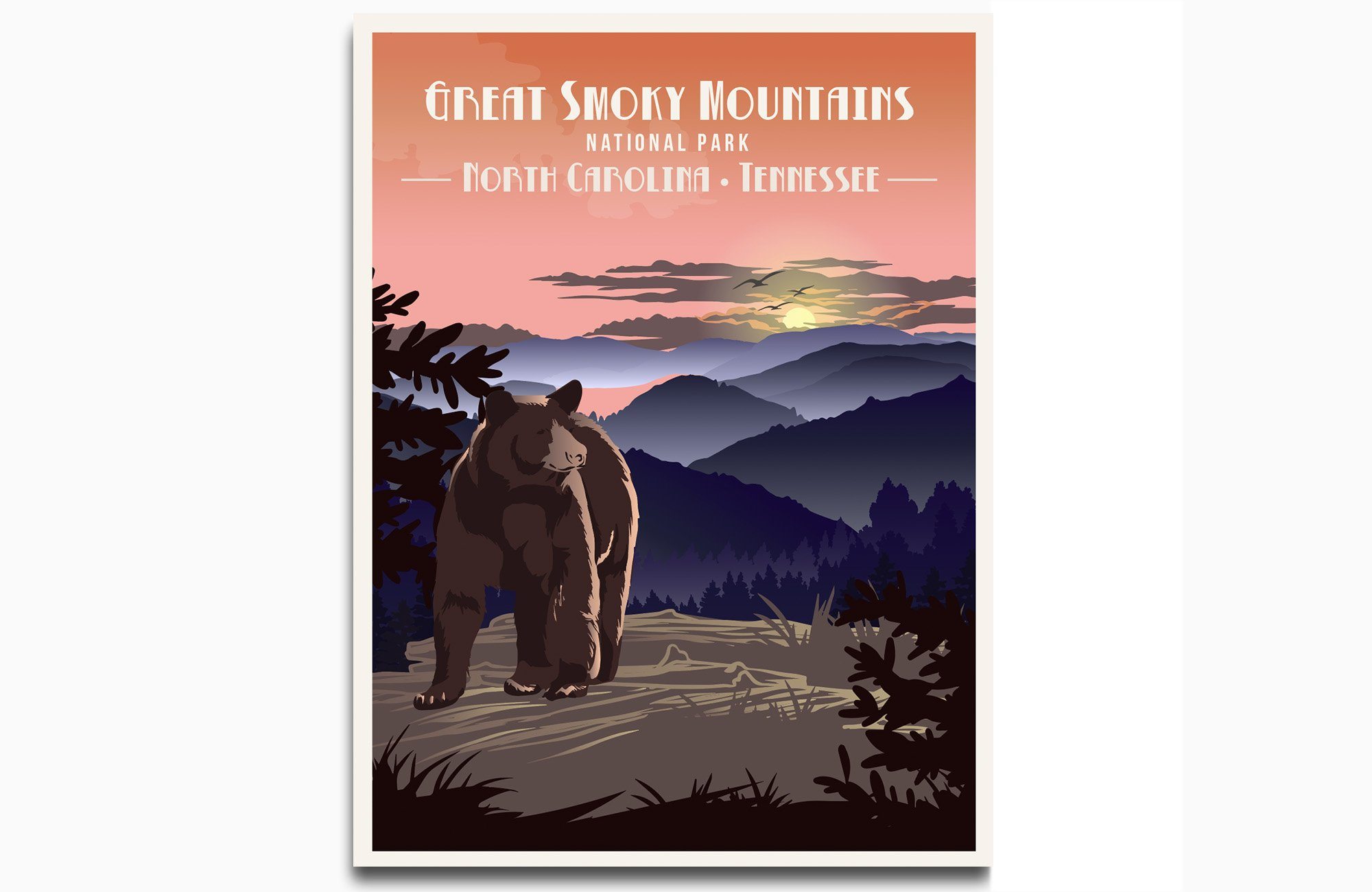 Great Smoky Mountains National Park, North Carolina, Tennessee National Park Poster, Unframed Map World Vibe Studio 8X10