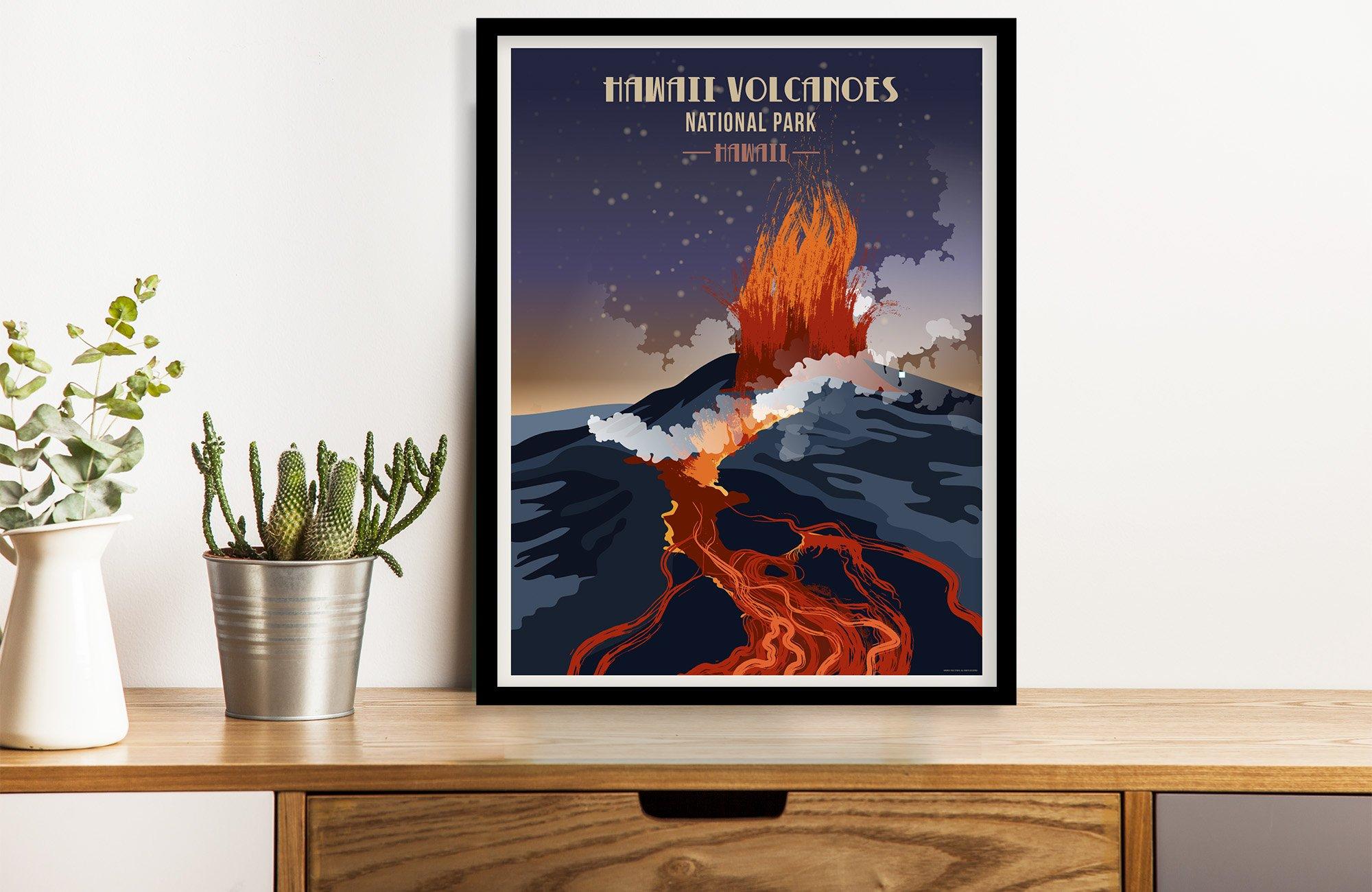 Hawaii Volcanoes National Park, Hawaii, National Park Prints, Unframed Map World Vibe Studio