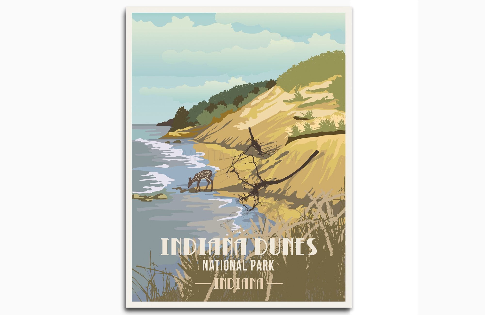 Indiana Dunes National Park, Indiana, National Park Poster, Unframed Map World Vibe Studio 8X10