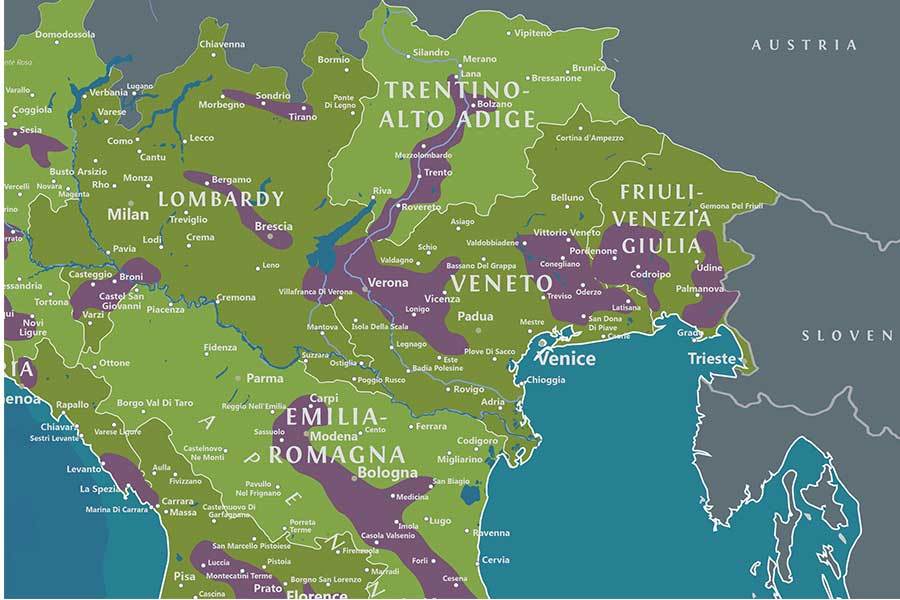 Wine Regions Of Italy, Map Poster Map World Vibe Studio