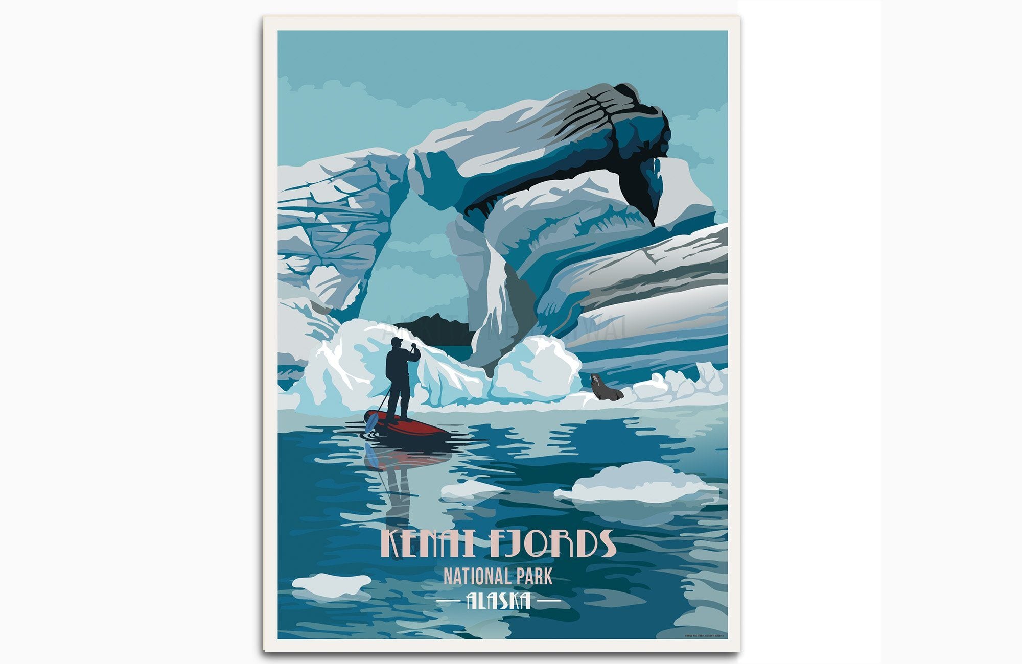 Kenai Fjord National Park, Alaska, National Park Prints, Unframed Map World Vibe Studio