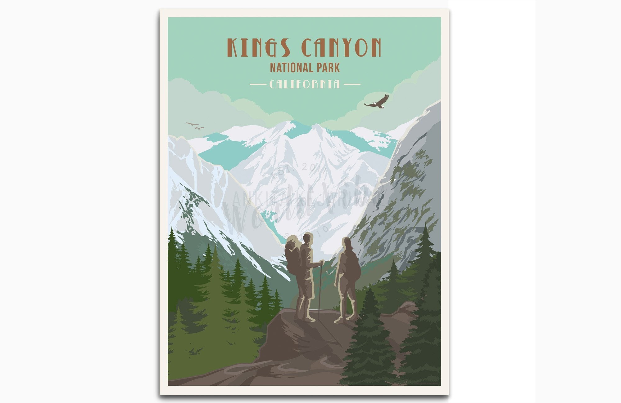 Kings Canyon National Park Poster, California, National Park Posters, Unframed Map World Vibe Studio 8X10