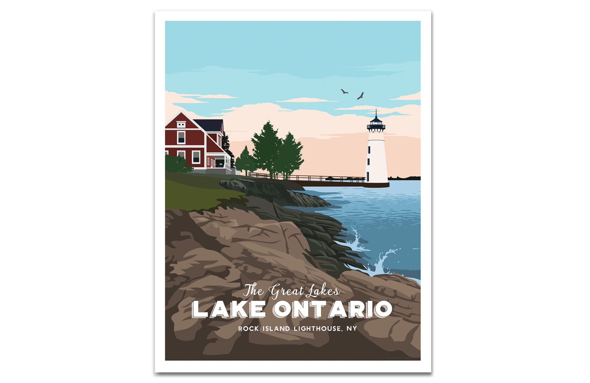 Great Lakes Posters, Unframed, 5 Great Lakes of USA Map World Vibe Studio 8X10 Lake Ontario