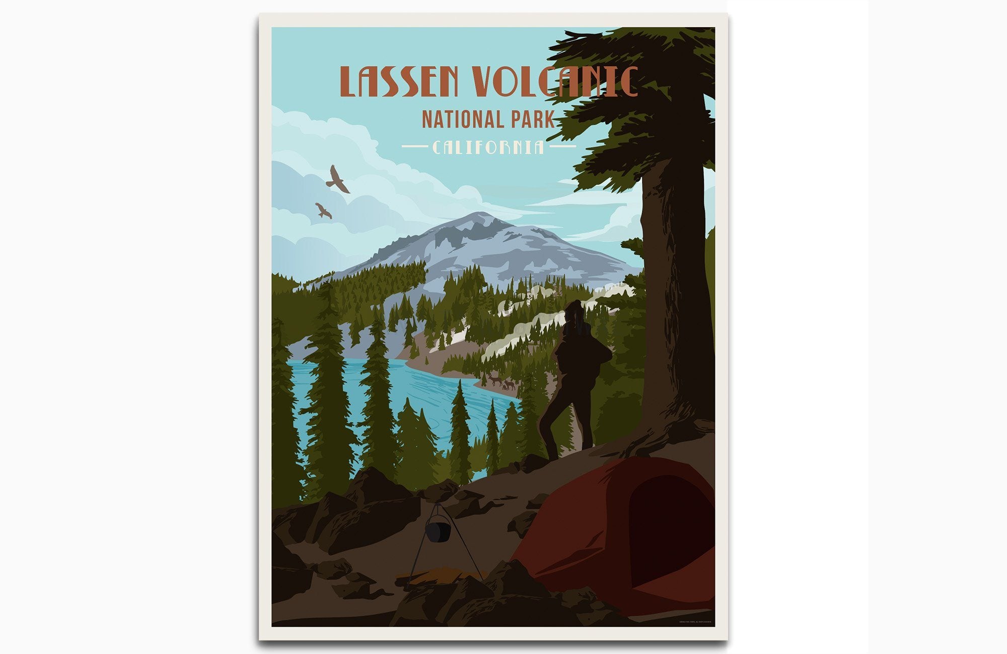 Lassen Volcanic National Park, California, National Park Posters, Unframed Map World Vibe Studio 8X10