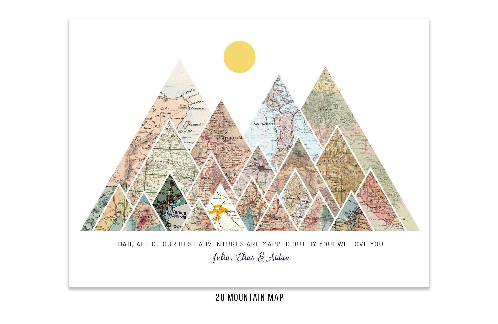 Valentines Day Gift For Husband, Romantic Valentines Day Gift For Him, Vintage Map Scans Map World Vibe Studio 24X36 10 Mountains