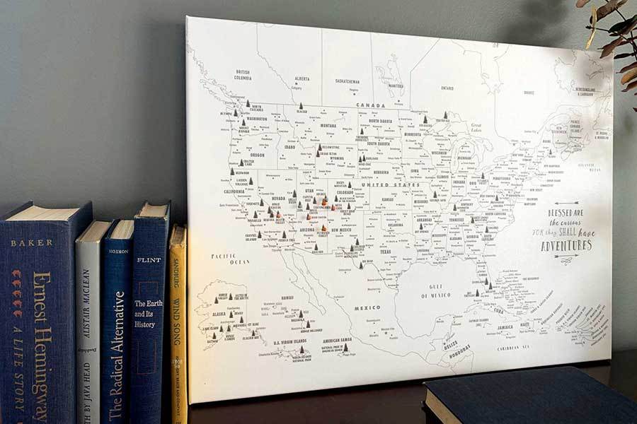 White and Gray Canvas Board, Track your Quest Map World Vibe Studio