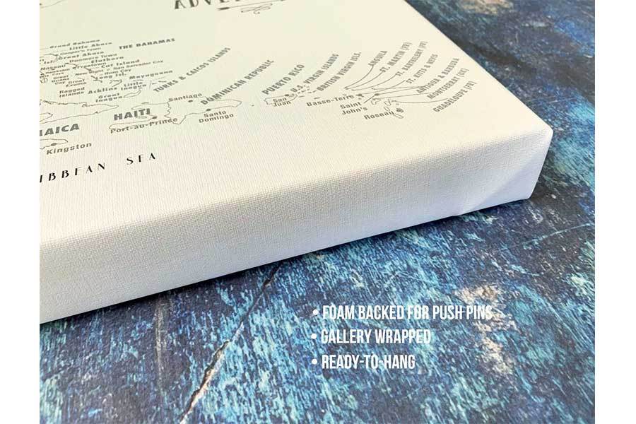 White and Gray Canvas Board, Track your Quest Map World Vibe Studio