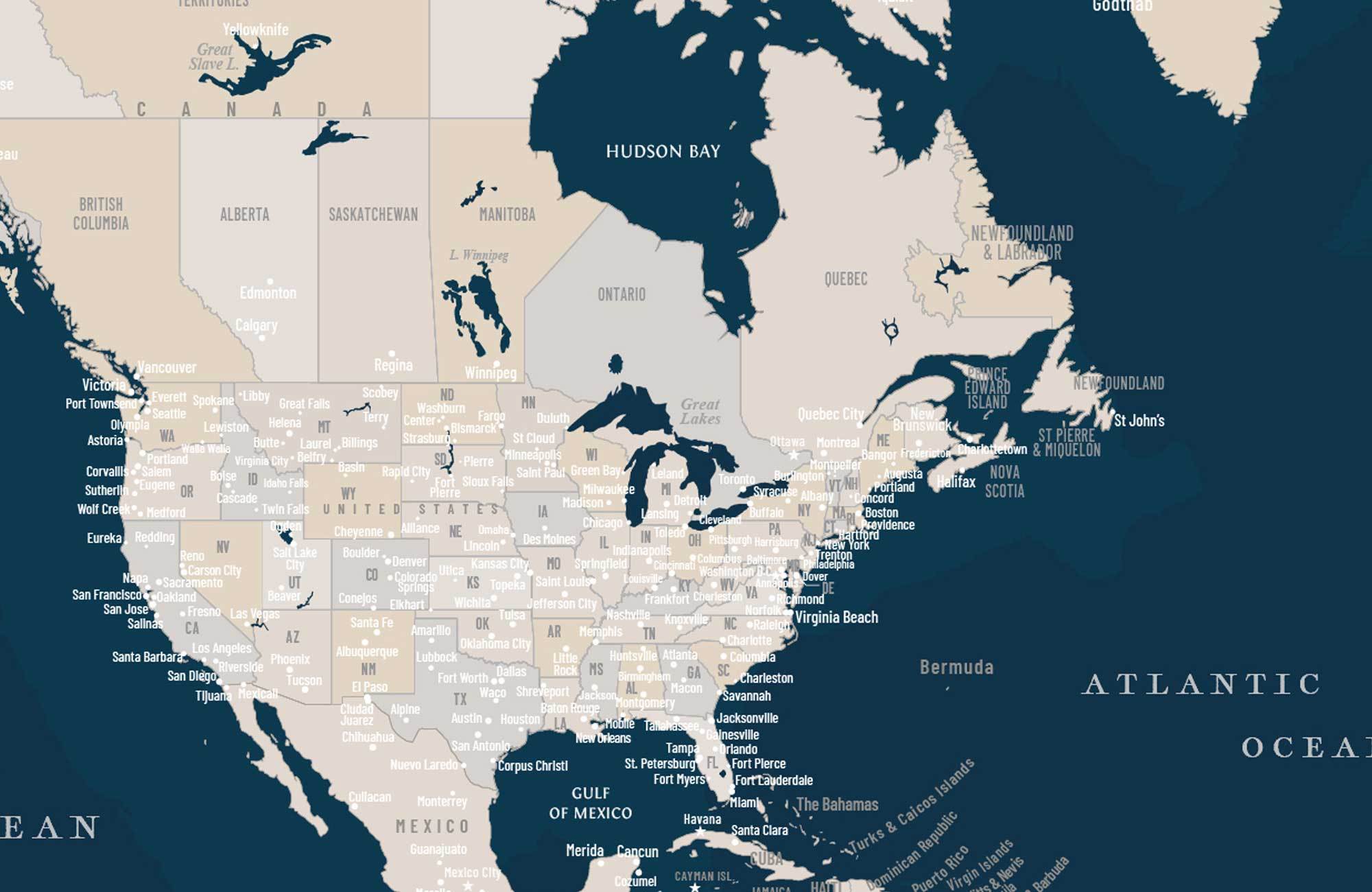 World Map Canvas, Navy, Push Pin Map Map World Vibe Studio