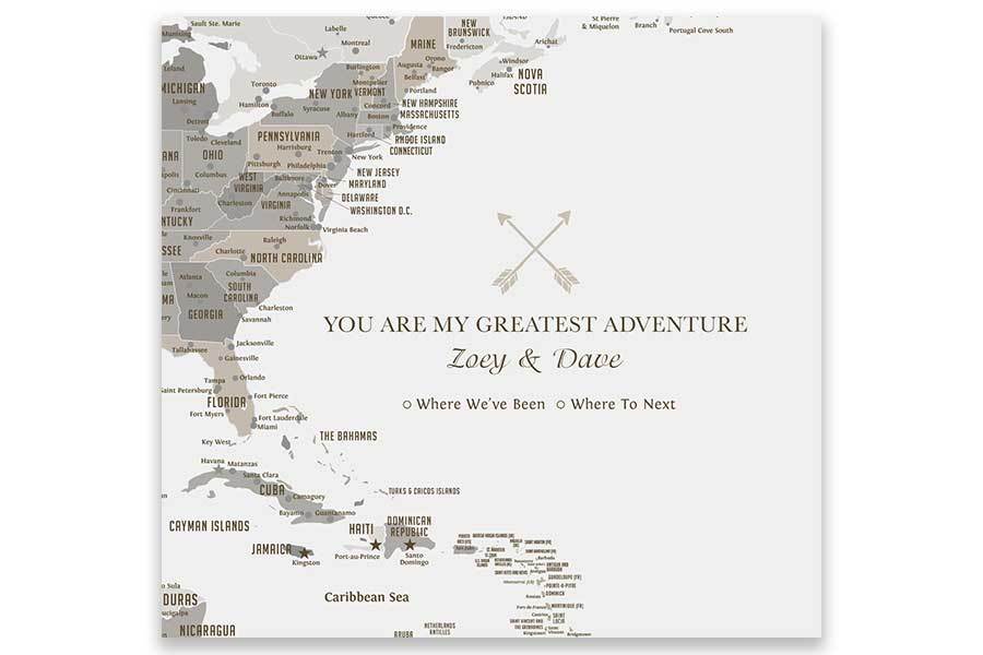 North America Map with Caribbean Islands, Poster Map World Vibe Studio