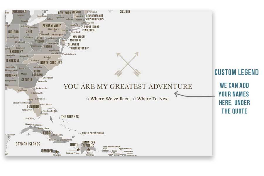 North America Map with Caribbean Islands, Poster Map World Vibe Studio