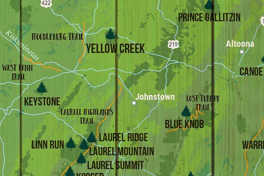 Pennsylvania State Park Map, Custom options Map World Vibe Studio