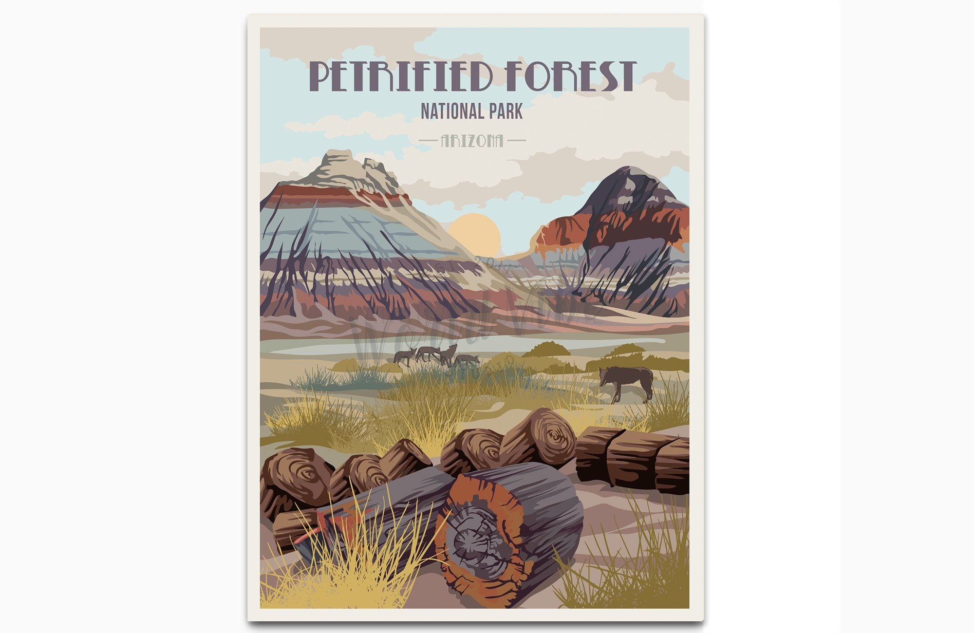 Petrified Forest National Park, Arizona, National Park Posters, Unframed Map World Vibe Studio 8X10