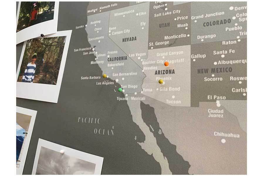 US Canvas Map with Caribbean, Photo Board Map World Vibe Studio