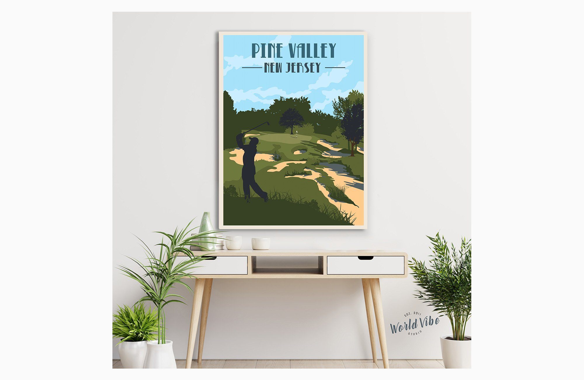 Pine Valley Golf Club Poster, Golf Clubs of America, Unframed Map World Vibe Studio