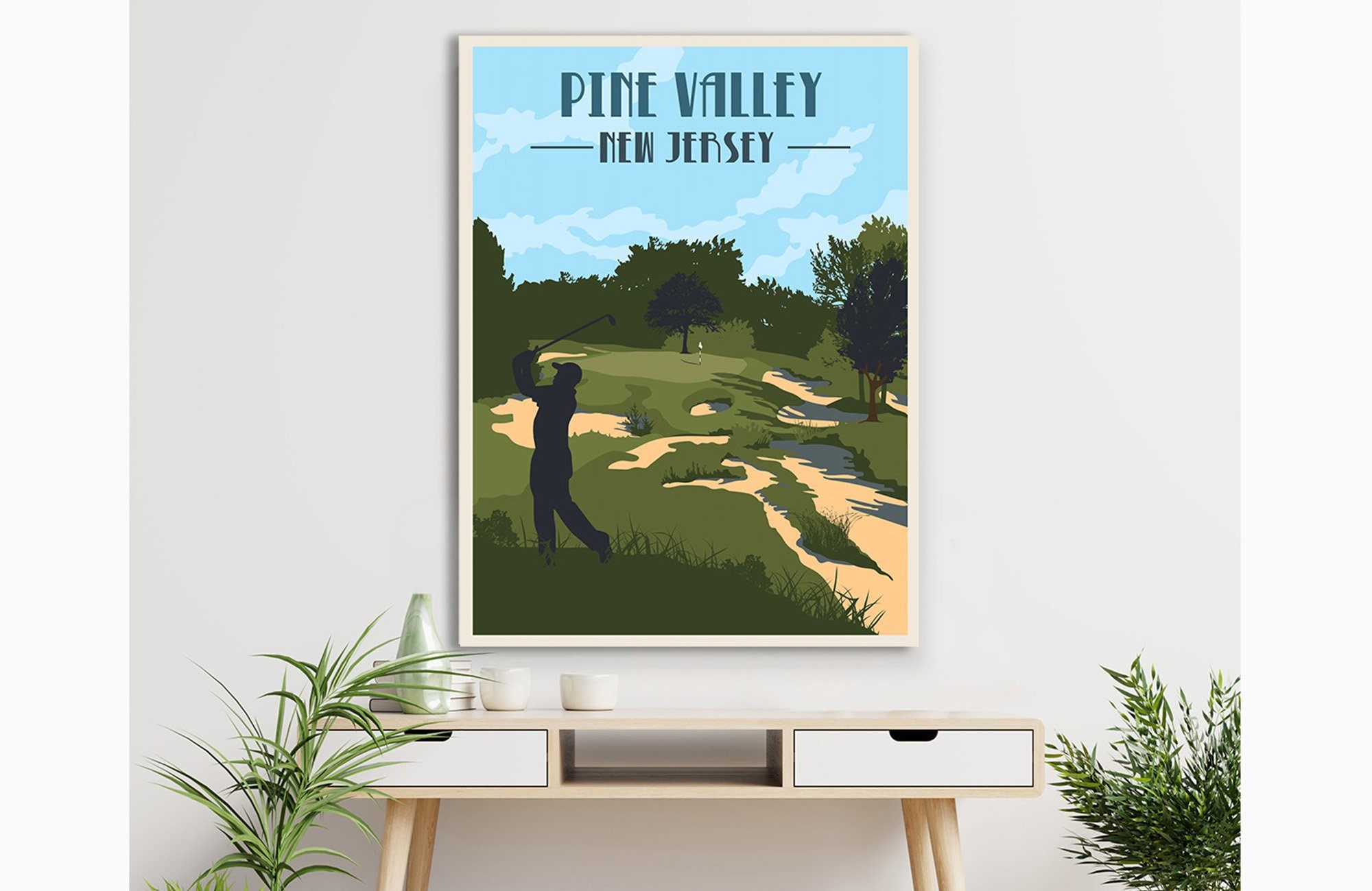 Pine Valley Golf Club Poster, Golf Clubs of America, Unframed Map World Vibe Studio