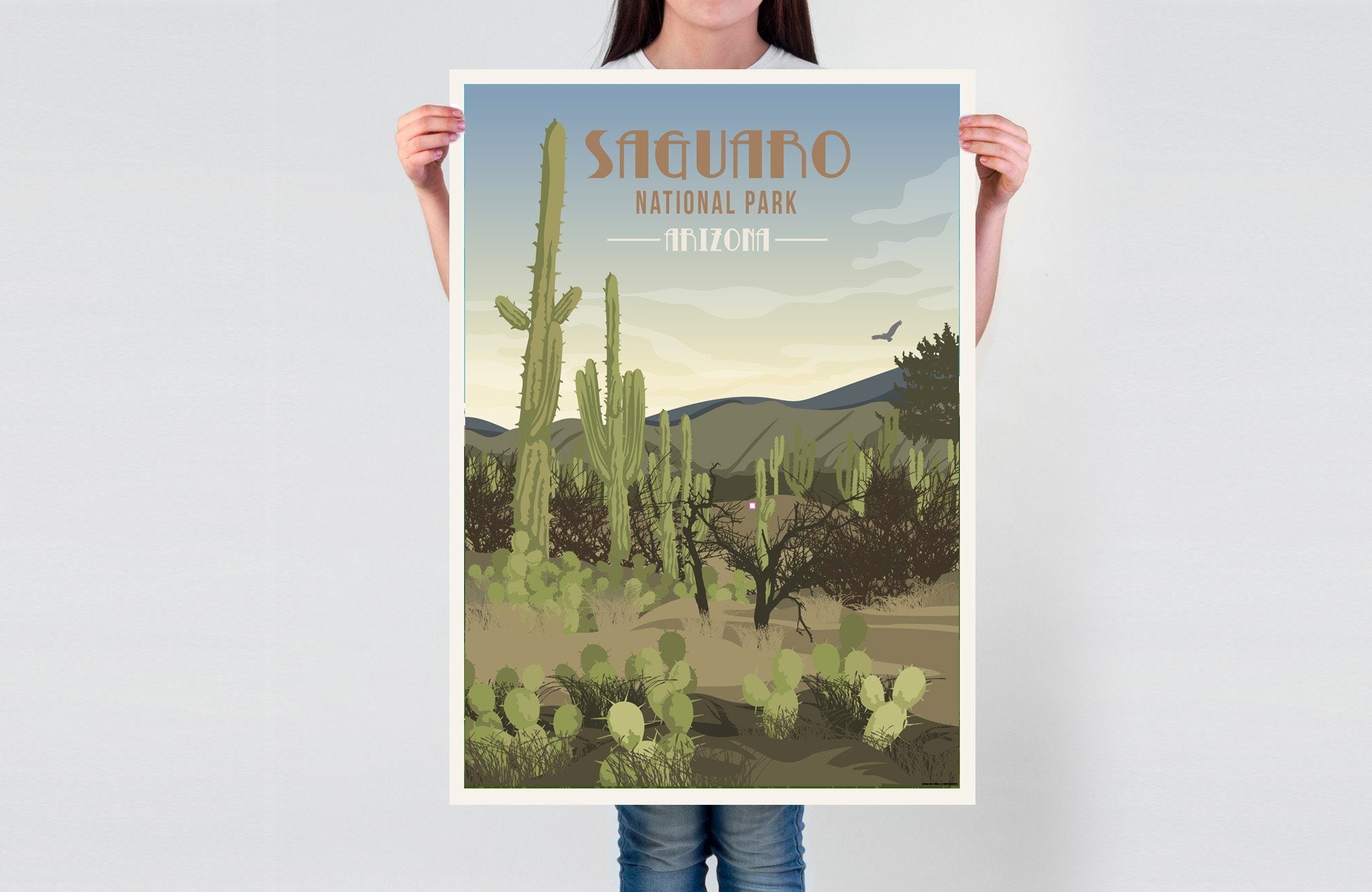Saguaro National Park, Arizona, National Park Poster, Unframed Map World Vibe Studio
