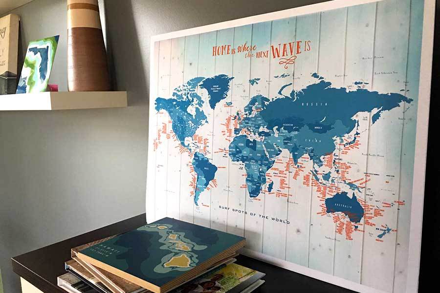 Surf Spots of the World, Map Poster Map World Vibe Studio