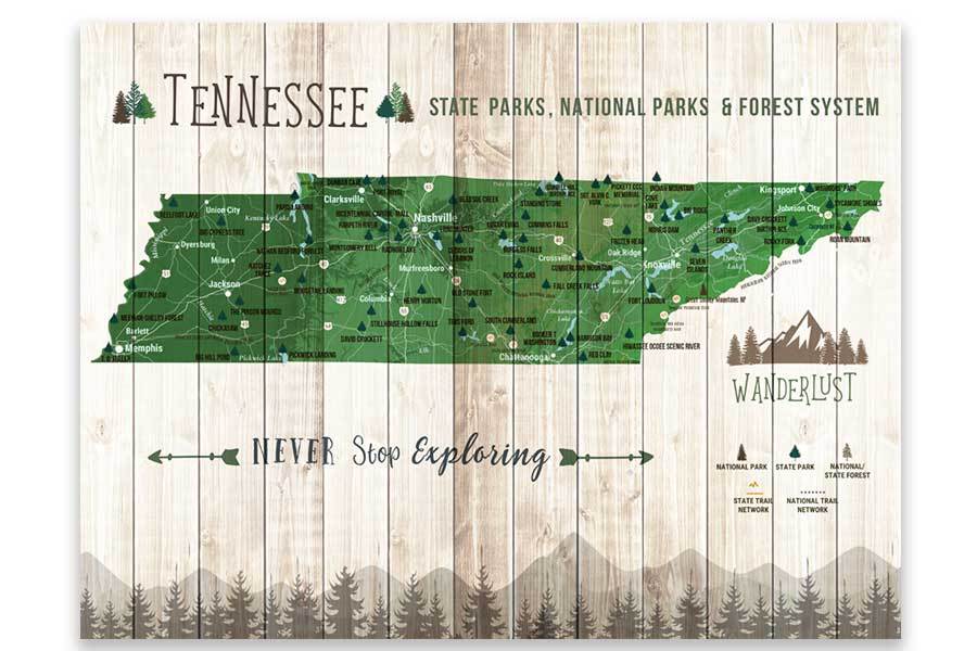 Tennessee State Park Map, Explore Tennessee Map World Vibe Studio