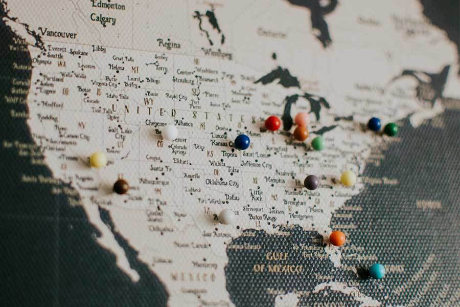 World Map on Canvas, Photo Board, Large, Pins included, 48 W X36 H Map World Vibe Studio