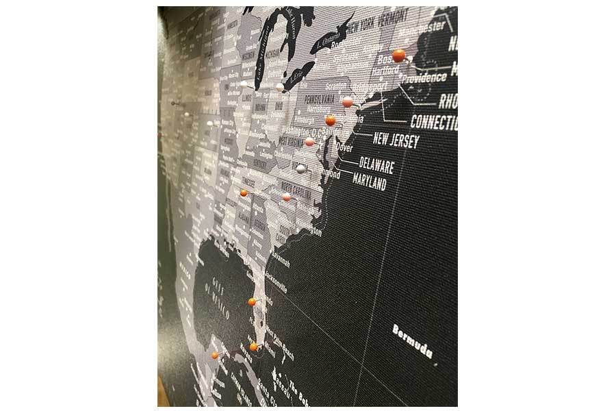 US Map with Caribbean, Canvas Board, Modern Charcoal Map World Vibe Studio