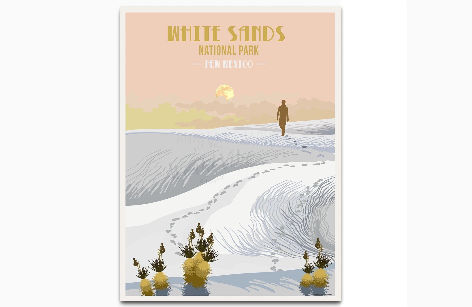 White Sands National Park, New Mexico, National Park Prints, Unframed Map World Vibe Studio