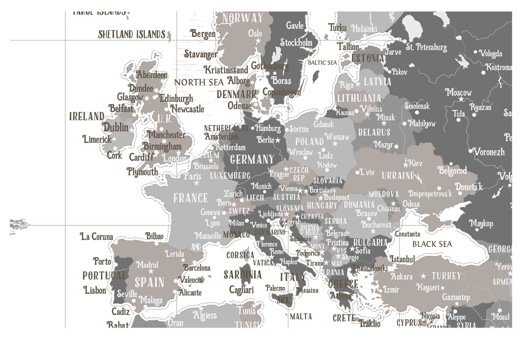 Push Pin Canvas Map, Neutral, Many Sizes Map World Vibe Studio