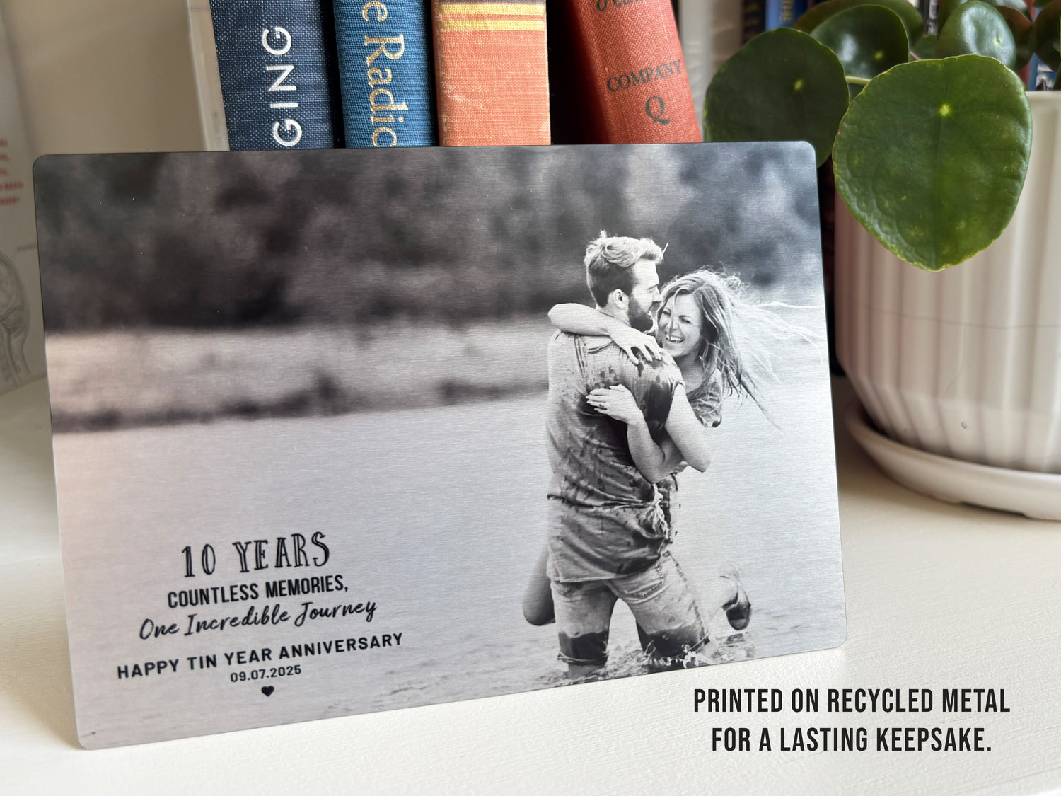 Personalized 10 Year Anniversary Gift – Custom Photo &amp; Quote on Tin or Aluminum Wall Art