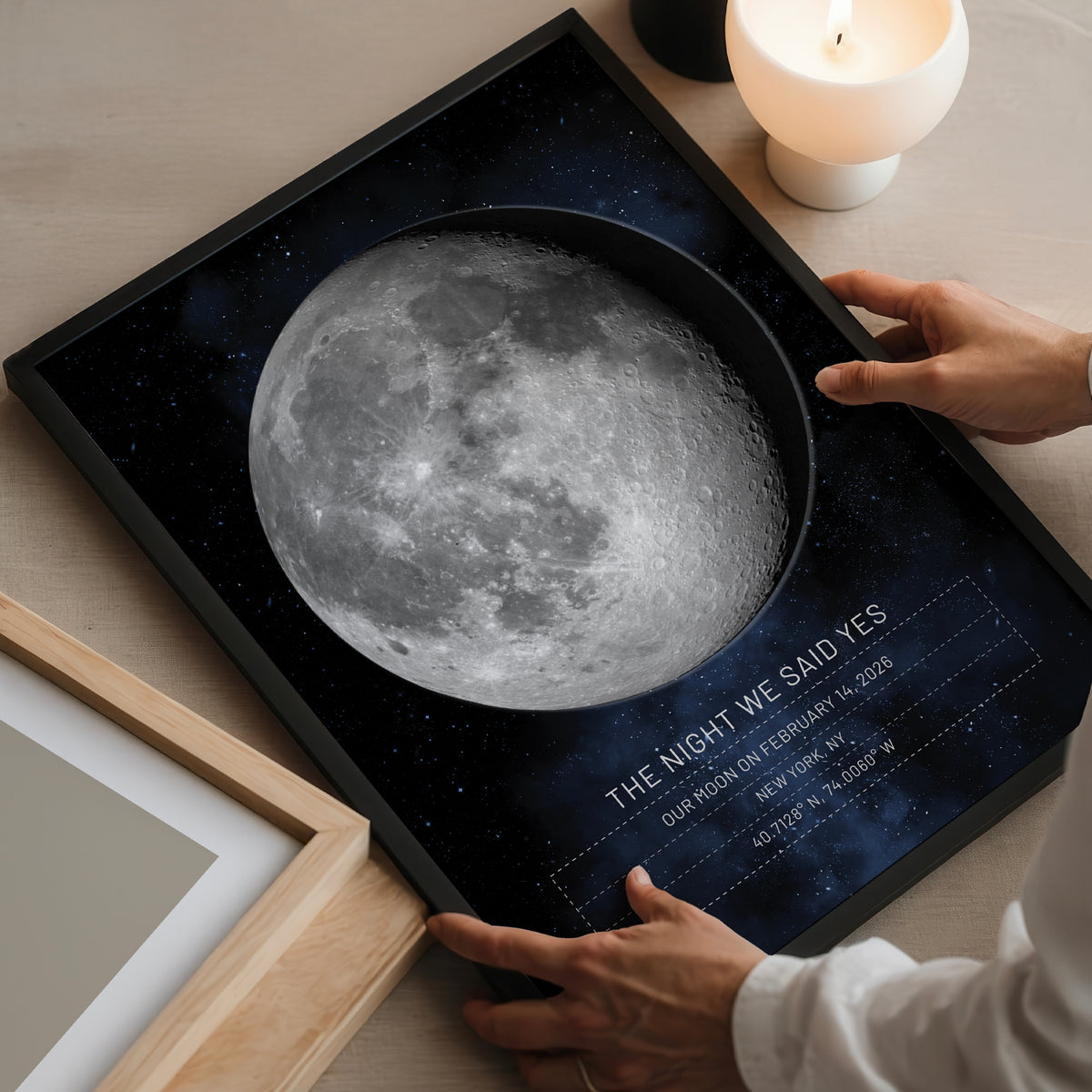 Night we met moon print, custom special date gift for couples