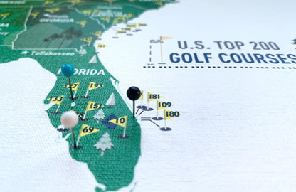 Golf Map of USA, Push Pin Board, CANVAS, Top 200 COURSES Map OrderDesk 