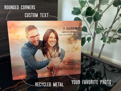 Custom 7th Anniversary Copper Gift – Personalized Photo on Metal Print, Printed on Aluminum