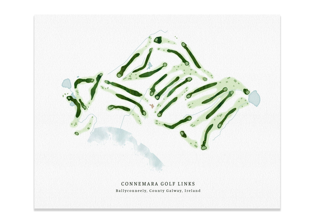 Connemara Golf Links Map, Ireland, Wall Art Print for Golfer Map World Vibe Studio 8X10 Unframed
