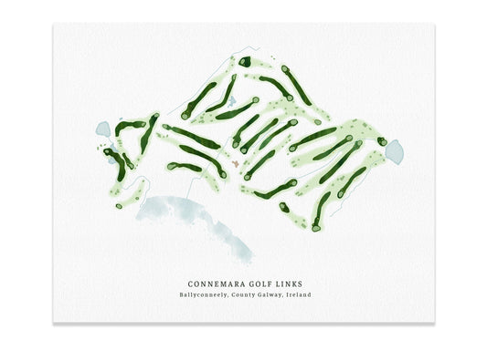 Connemara Golf Links Map, Ireland, Wall Art Print for Golfer Map World Vibe Studio 8X10 Unframed 