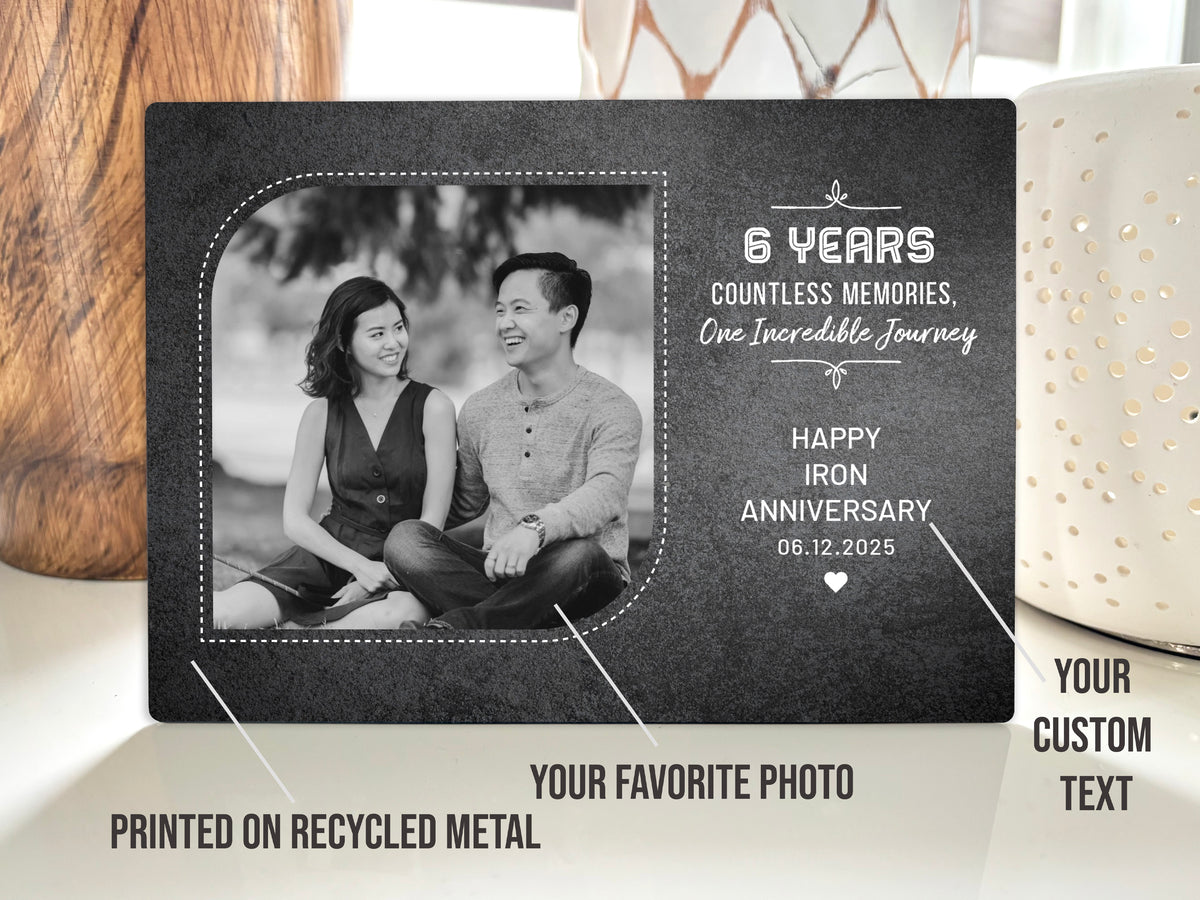 Personalized 6th Anniversary Iron Gift – Custom Photo &amp; Quote Aluminum Wall Art for Husband or Wife