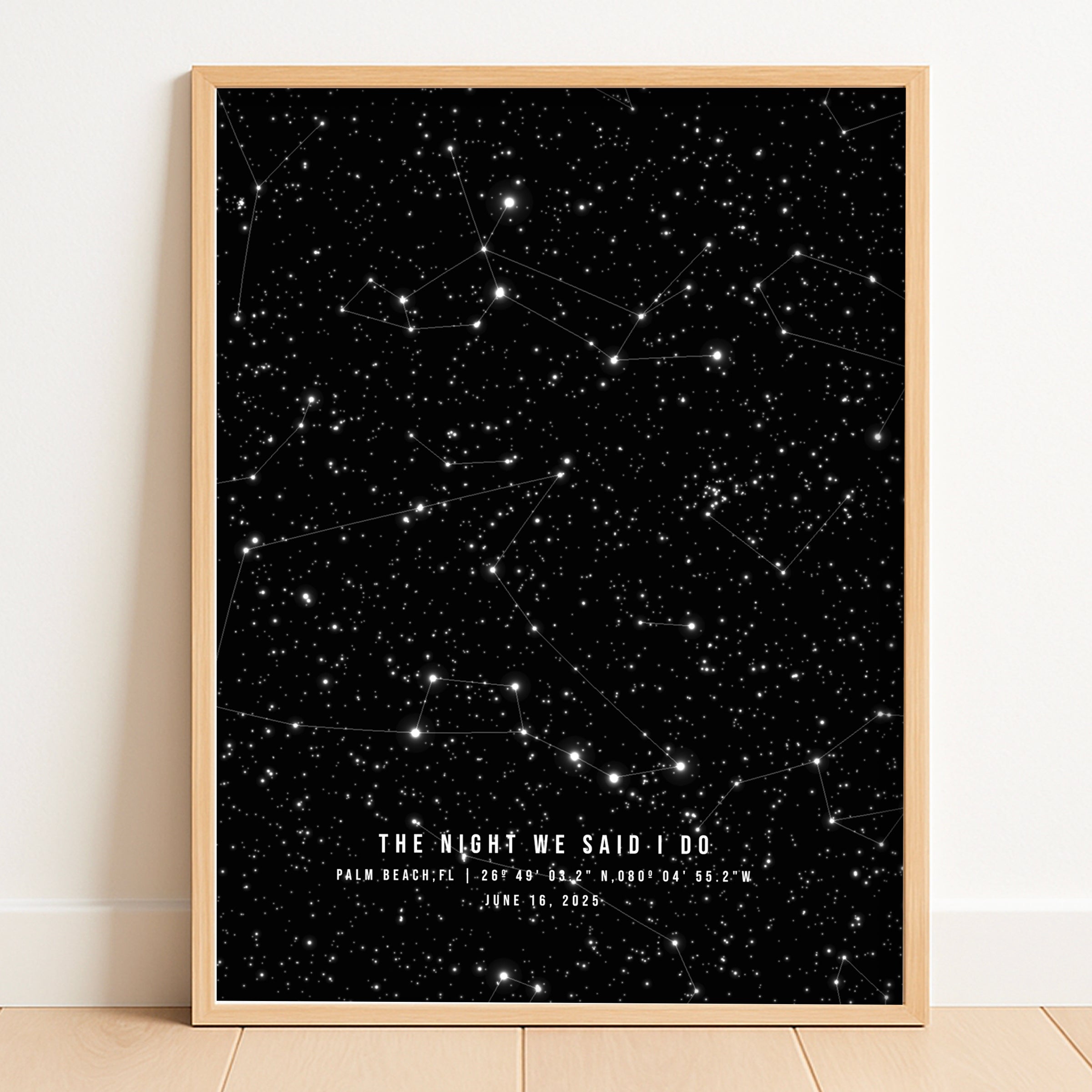 Custom Star Map Print - 1st Anniversary Paper Gift for Wife or Husband, Personalized