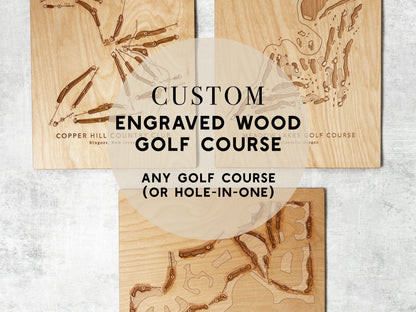 Custom Golf Course Maps Engraved on Birch Wood, Personalized Map World Vibe Studio 
